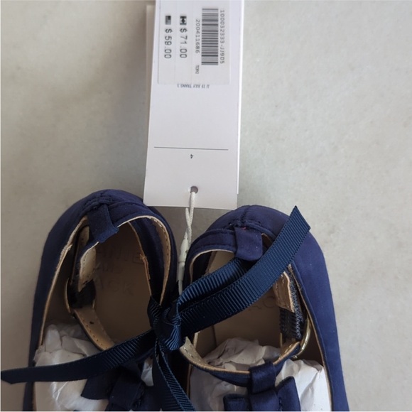 BRAND NEW WITH TAGS Janie and Jack - Blue Bow Baby Shoes - Toddler Size 4 - Picture 3 of 6